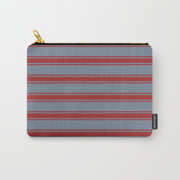 Light Slate Gray & Brown Colored Pattern of Stripes Carry-All Pouch