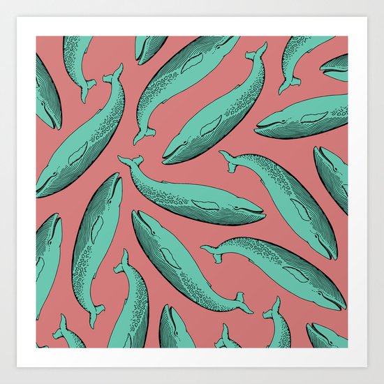 calm whale pattern Art Print