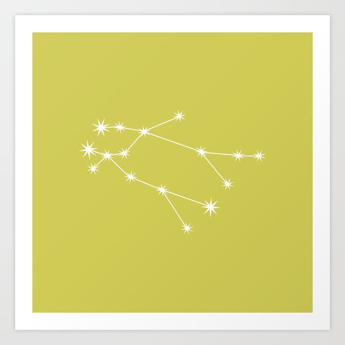 GEMINI Lime Green – Zodiac Astrology Star Constellation Art Print