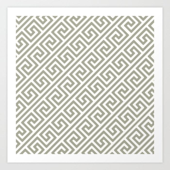 grey greek key pattern Art Print