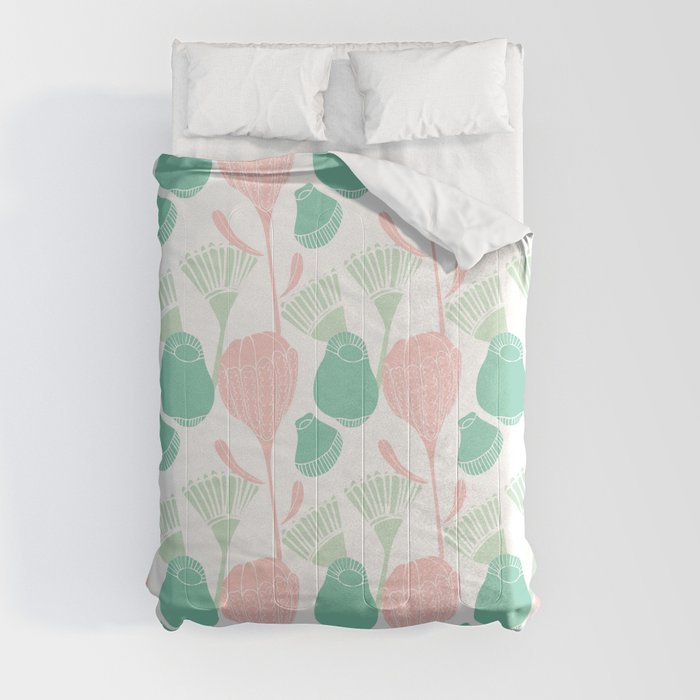 Botanical Australian Print with Protea, Wattle and Gumnut Comforter