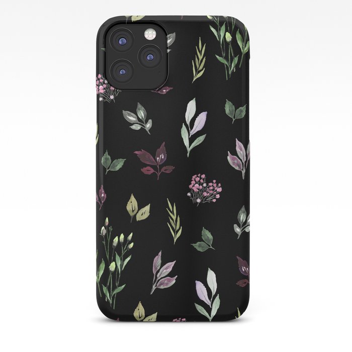 Tiny watercolor leaves pattern iPhone Case