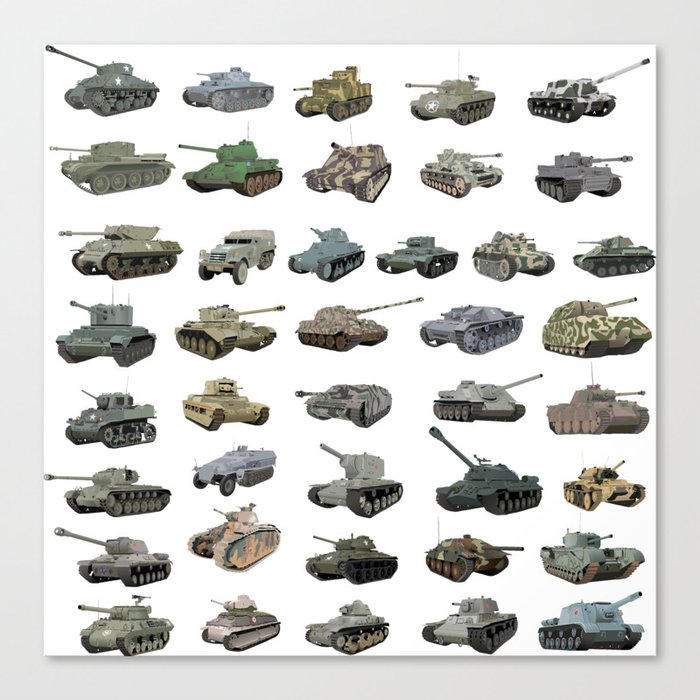 Various WW2 Tanks Canvas Print
