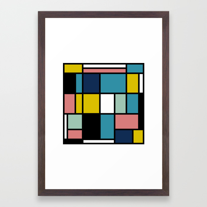 Mondrian De Stijl Modernist Inspired Abstract Art 3 Framed Art