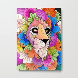 Flower Lion Metal Print