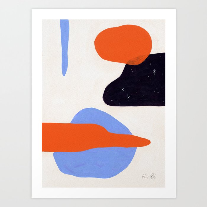 Abstract Blobazzo - Blue and Orange Art Print