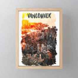 Vancouver Canada city watercolor Framed Mini Art Print