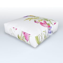 yellow pink white and  purple windflowers 2020 Outdoor Floor Cushion