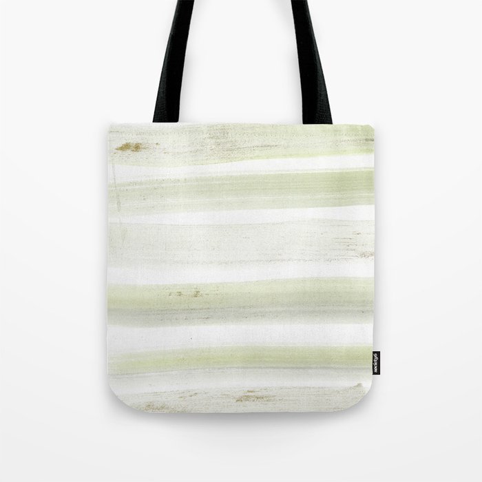 Modern mint green white watercolor brushstrokes stripes Tote Bag