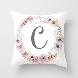 Floral Wreath - C Throw Pillow