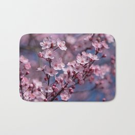 Cherry blossoms with blue sky Bath Mat | Flowers, Pink, Blue, Spring, Floral, Beauty, Blossom, Hdr, Trendy, Saison 
