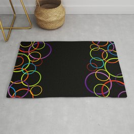 Trendy pattern with colorful linked rings Rug | Circle, Multicolor, Orange, Ringlet, Interlock, Yellow, Geometric, Abstract, Blue, Bright 