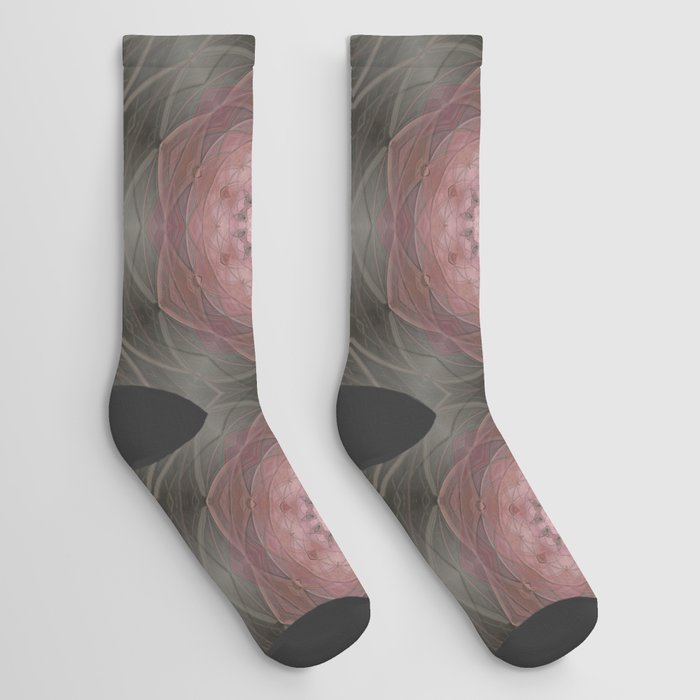 Soft Pink Delicate Mandala Socks