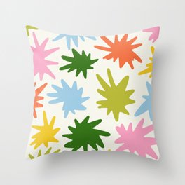 Funky Spiky Shapes \\ Summer Multicolor Throw Pillow | Abstract, Geometric, Modern, Shapes, Organic, Pattern, Simple, Cute, Graphicdesign, Funky 