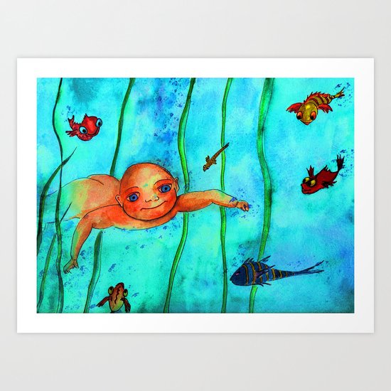 COMO PEZ EN EL AGUA Art Print