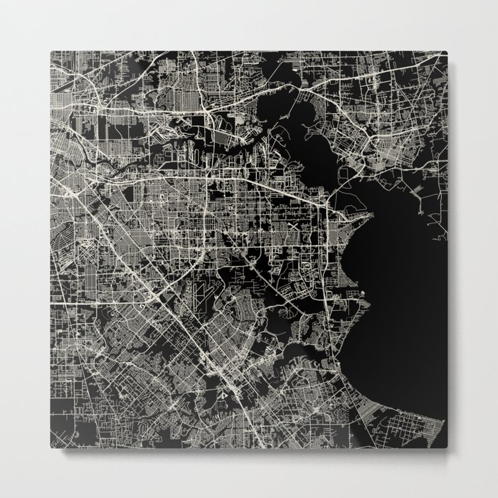 Pasadena USA - Black and White City Map Metal Print