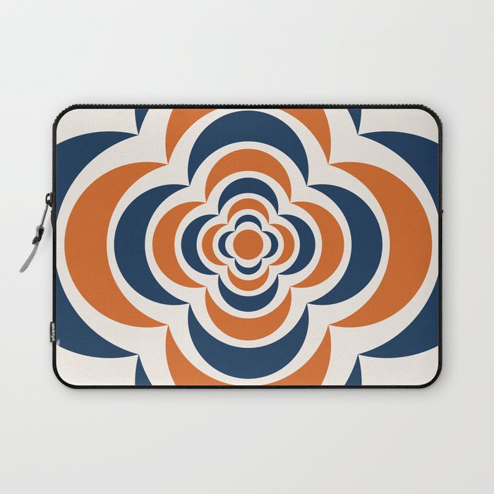 Floral Abstract Shapes 1 in Navy Blue Orange Laptop Sleeve