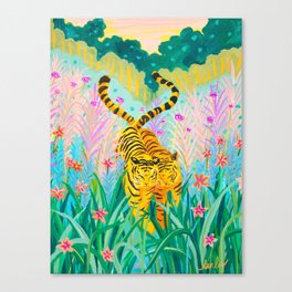 Tigers in Garden Canvas Print