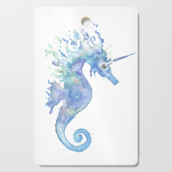 Dreamy Sea horse unicorn watercolor Cutting Board