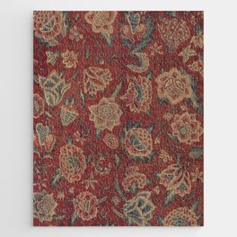 Antique Chintz Floral Design on Red  Jigsaw Puzzle