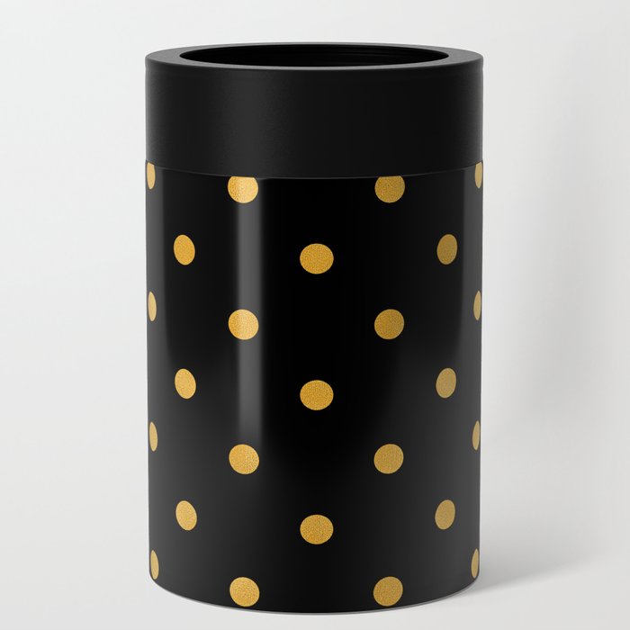 Gold And Black Dots Collection Can Cooler