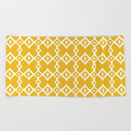 Yellow Chevron Diamond Pattern Beach Towel