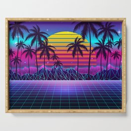 Radiant Sunset Synthwave Serving Tray