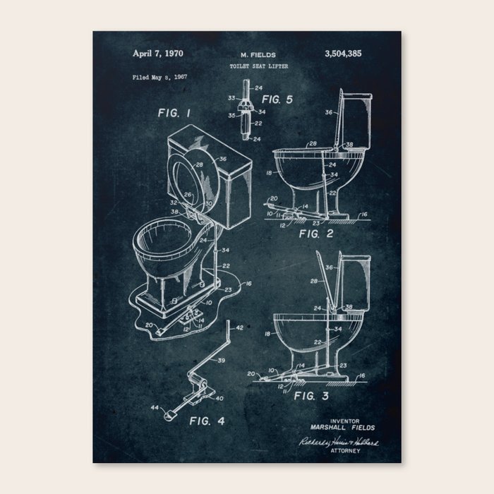 1967 Toilet seat lifter patent art Canvas Print by Xavier Vieira