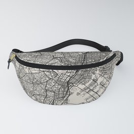 Tokyo - Japan - Authentic Map Black and White Fanny Pack