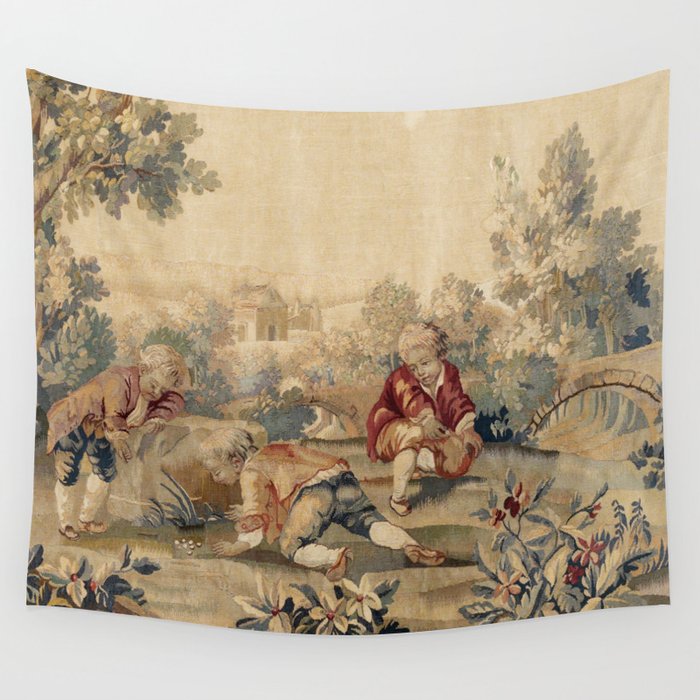 Aubusson Antique French Tapestry Print Wall Tapestry by