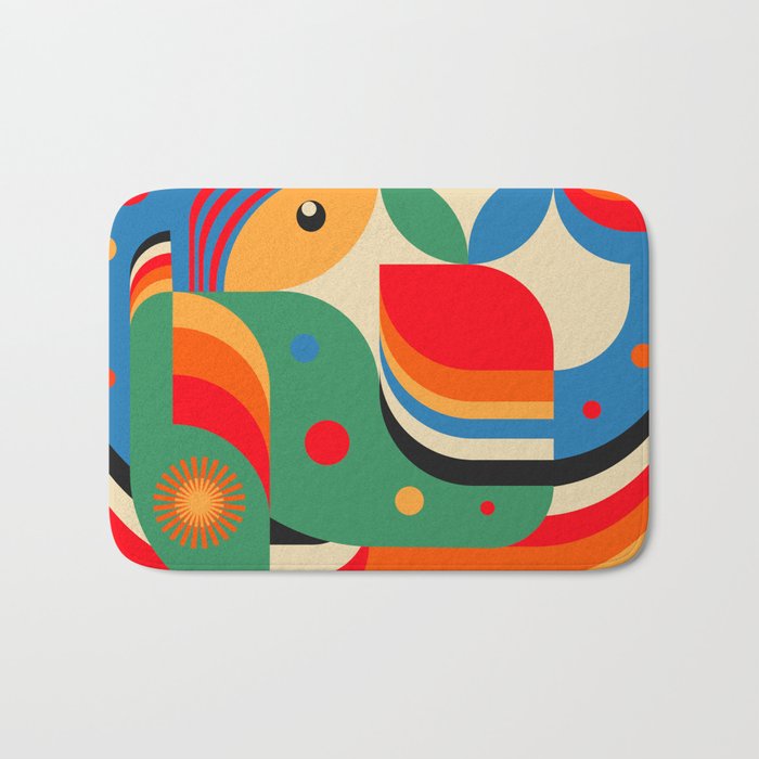 Colorful Hipster Girl and Wonderland Bath Mat