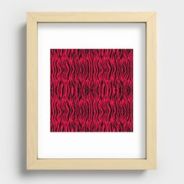 Neon Red Tiger Pattern Recessed Framed Print