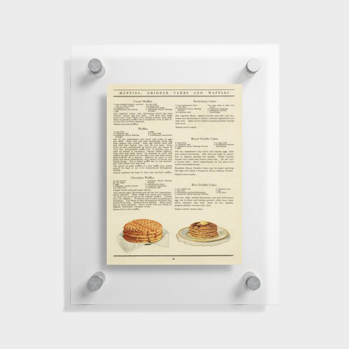 Vintage Breakfast Recipe - Waffles and Pancakes  Floating Acrylic Print
