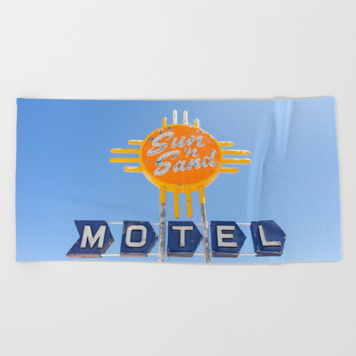 Sun n Sand Motel - Route 66 Travel Photography Beach Towel