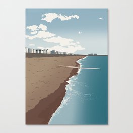 Brighton Beach Print Travel Illustration Canvas Print