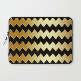 Gold Black Modern Zig-Zag Line Collection Laptop Sleeve