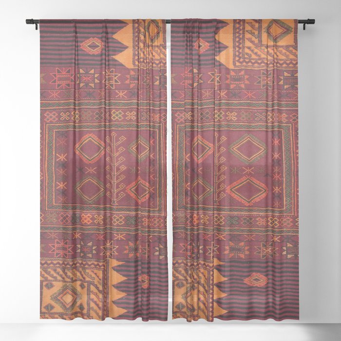 Traditional Moroccan Artwork Design  Sheer Curtain