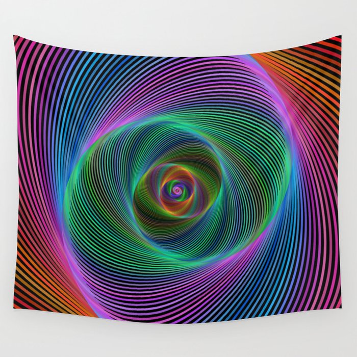 Psychedelic Spiral Stripes Wall Tapestry