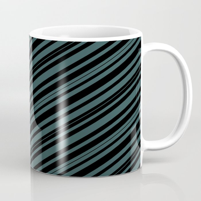 Black and Dark Slate Gray Colored Pattern of Stripes Coffee Mug
