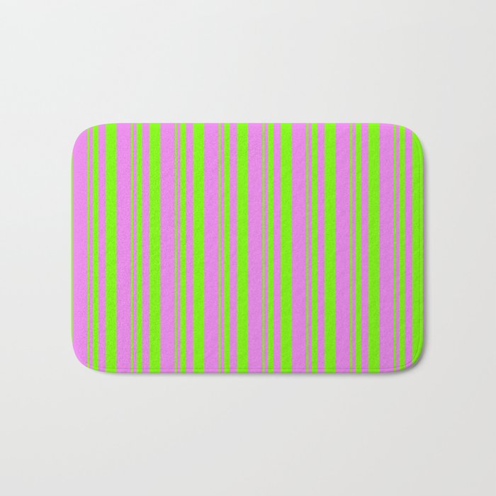 Green & Violet Colored Lined Pattern Bath Mat