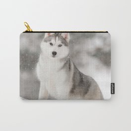 Siberian Husky Winter On Snow  Carry-All Pouch