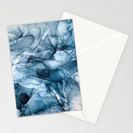 Churning Blue Ocean Waves Abstract Painting Stationery Card