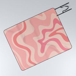 Retro Liquid Swirl Abstract in Soft Pink Picnic Blanket