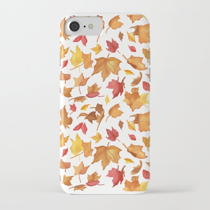 Fallen Autumn Leaves in White iPhone Case