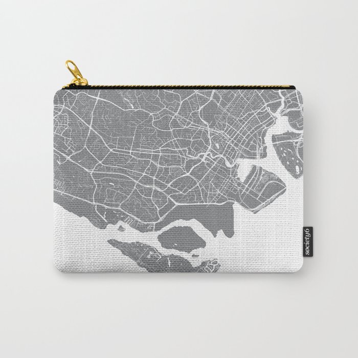Singapore City Map - Grey Carry-All Pouch