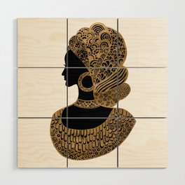 Tribal  Black Golden Lady Wood Wall Art