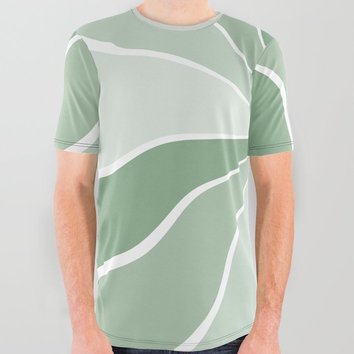 Wavy Rays (sage green/white) All Over Graphic Tee