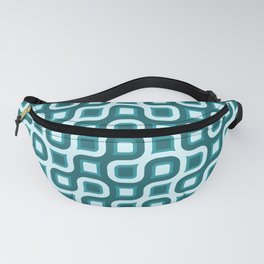 Truchet Modern Abstract Concentric Circle Pattern - Teal Fanny Pack