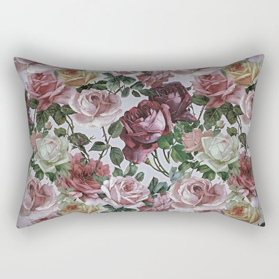 Vintage & Shabby-chic - retro floral roses pattern Rectangular Pillow by Vintage & Love Society6