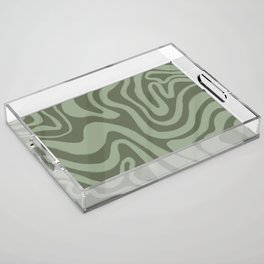 60s Retro Liquid Swirl in Olivine + Reseda Sage Green Acrylic Tray